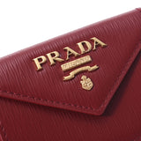 Prada Prada Compact Wallet Outlet Red 1 MH021 Unisex Leather Three Folded Wallets Unused Silgrin