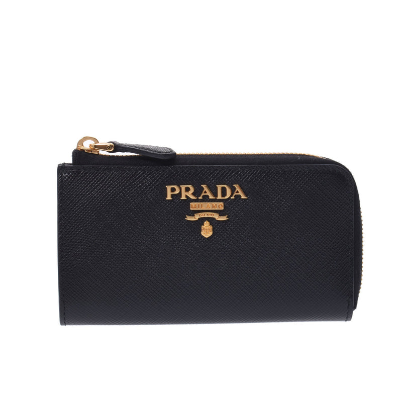 Prada Black Saffiano Leather Key Holder Pouch Wallet 1PP026
