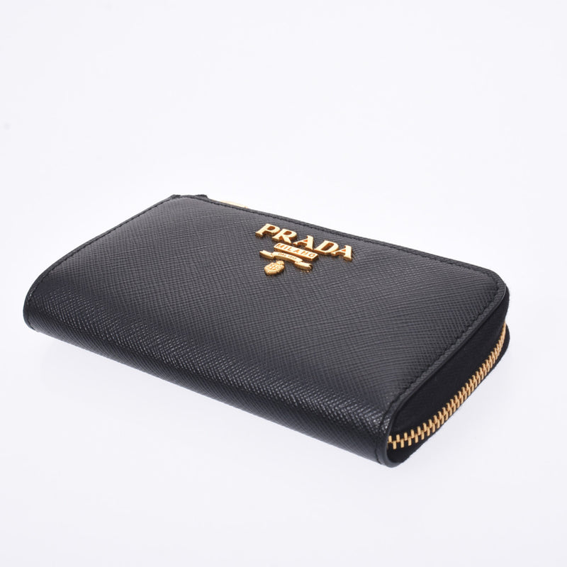 Prada Black Saffiano Leather Key Holder Pouch Wallet 1PP026