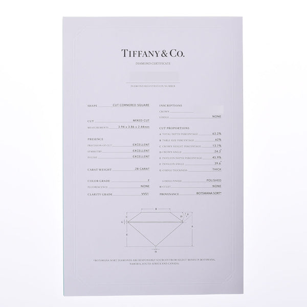 TIFFANY & CO. Tiffany single diamond 0.28CT F-VVS1-3EX 11 Ladies PT950 Platinum Ring / Ring A Rank used Ginzo