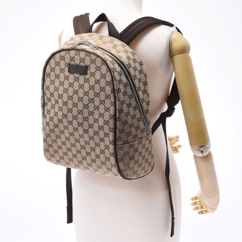 GUCCI Gucci GG Canvas Backpack Outlet Beige / Dark Brown 449906 Unisex GG Canvas Rucks Day Pack Unused Silgrin