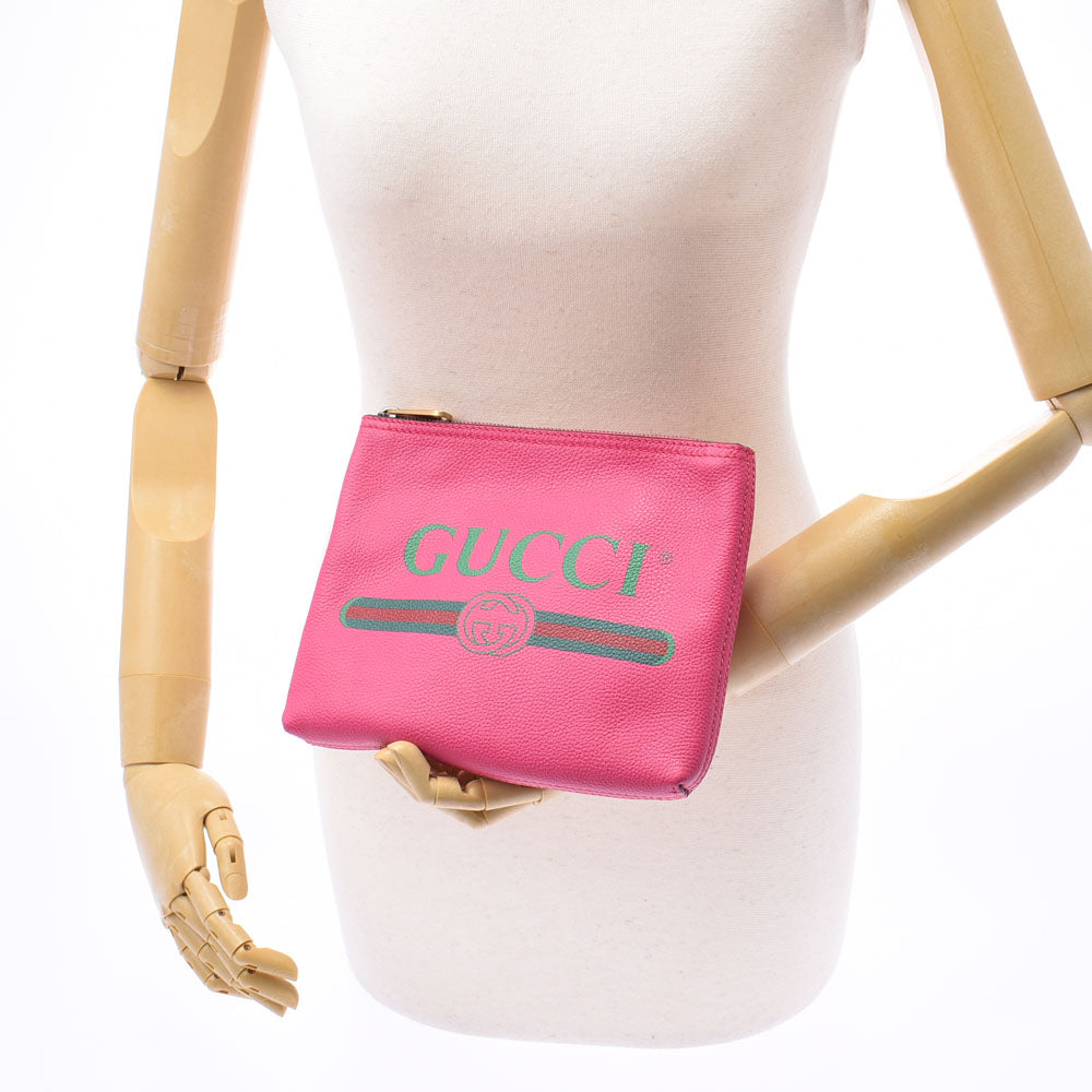 グッチポートフォリオ ロゴプリント ポーチ ピンク レディース レザー クラッチバッグ 495665 GUCCI – 銀蔵オンライン