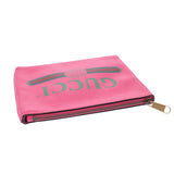 Gucci Gucci投资组合标志印花袋粉红色495665女士皮革离合器包未使用的硅胶