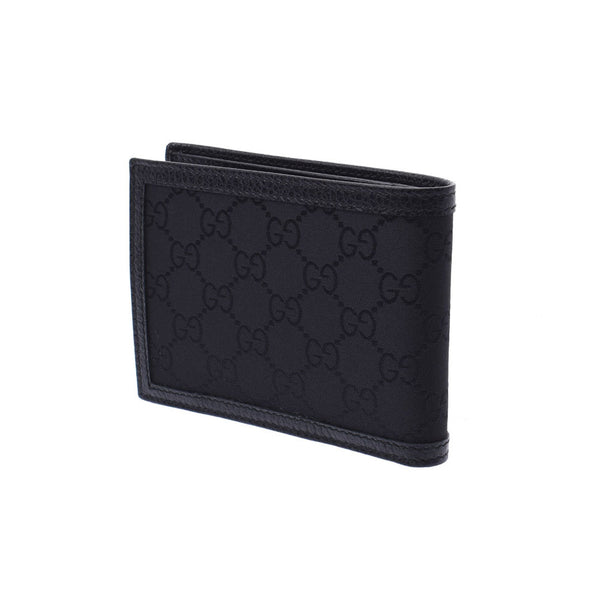 GUCCI Gucci GG Pattern Outlet Black 292534 Men Nylon / Leather Two Folded Wallet Unused Silgrin