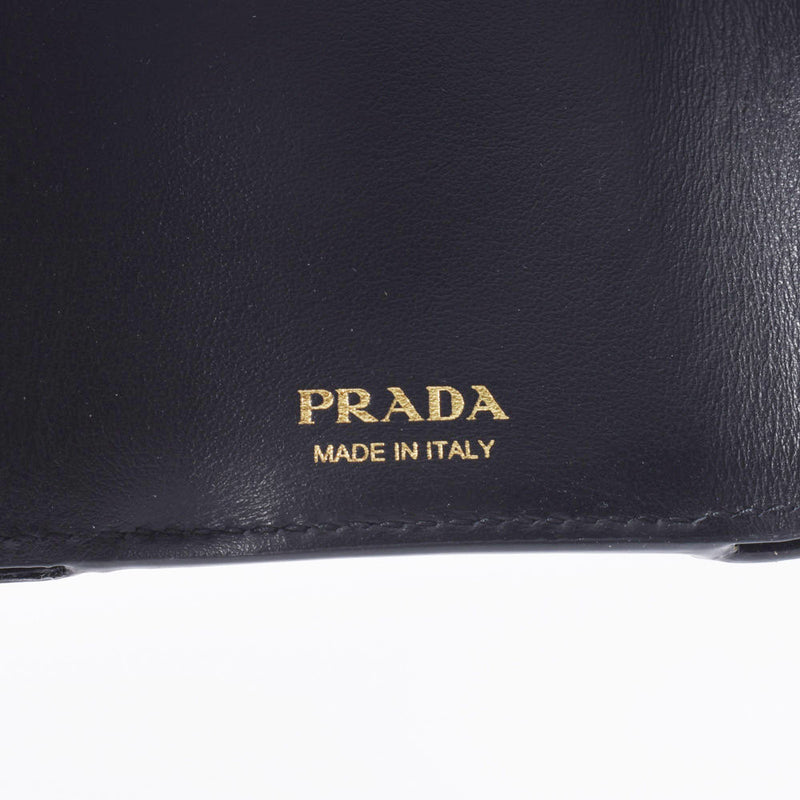 Prada Prada Compact钱包出口黑金支架1 MH021男女皆宜的皮革三折钱包未使用的Silgrin
