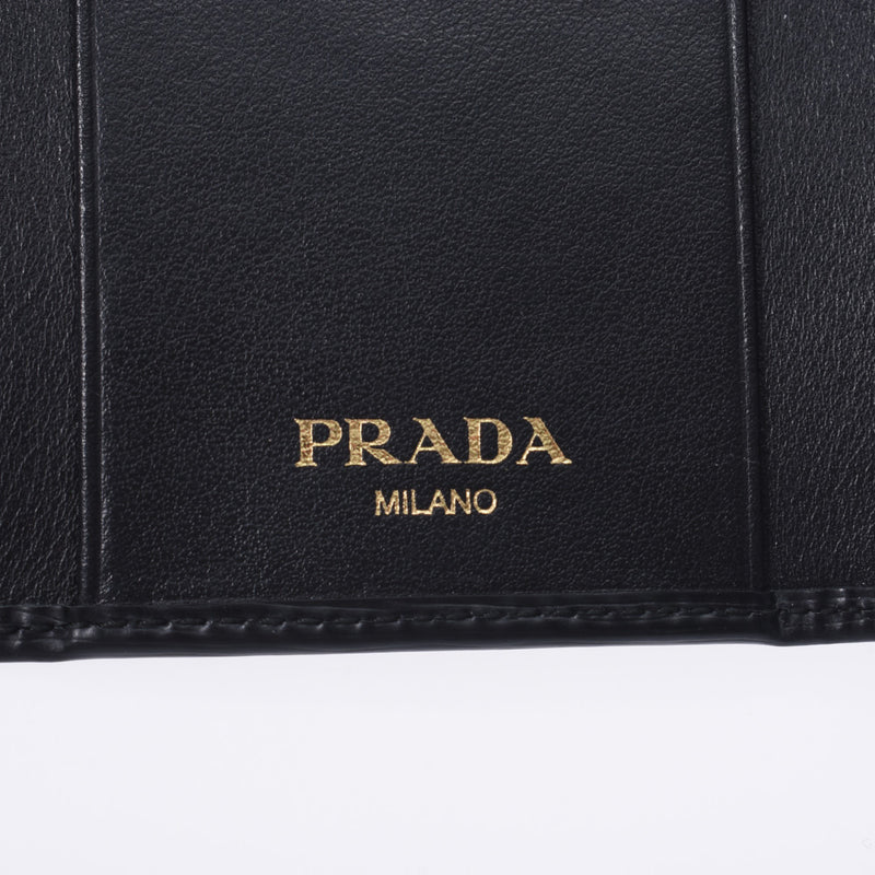 PRADA Prada 6 Layer Case Outlet Black Gold Bracket 1PG222 Unisex Leather Key Case Unused Silgrin