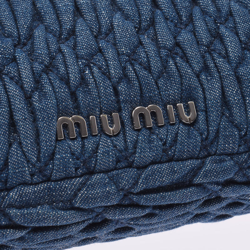 miumiu miu miu materasasse 3way蓝色银色配件女士牛仔皮革单肩包ab排名使用