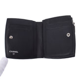 Chanel Chanel Makeup L-Shaped Fastener Wallet Compact Wallet Black Silver Fittings Ladies Enamel Folded Wallet B Rank Used Silgrin