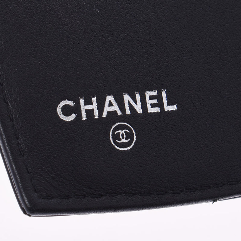 Chanel Chanel Makeup L-Shaped Fastener Wallet Compact Wallet Black Silver Fittings Ladies Enamel Folded Wallet B Rank Used Silgrin