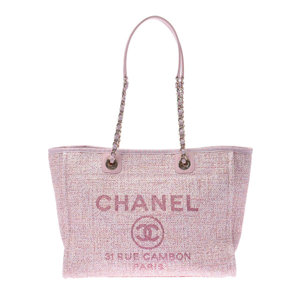 Chanel Deauville Tote MM Pink Ladies Tote Bag Chanel – 銀蔵 