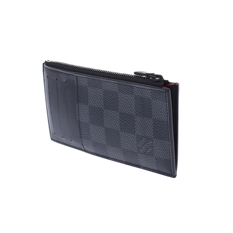 Louis Vuitton Louis Vuitton Damier Graphit Utility Coin Card Case Black N60354 Men's Dumier Graphit Canvas Coin Case B Rank Used Silgrin