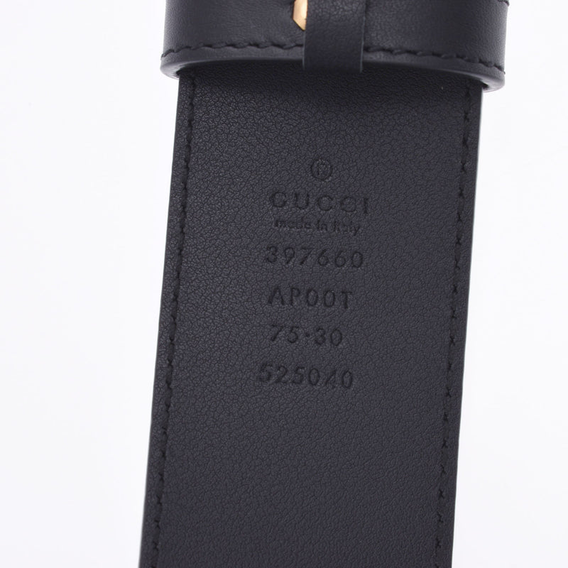 GUCCI Gucci GG Marmont Size 75cm Black Antique Gold Gold Bracket 39766 Men's Leather Belt Unused Ginzo