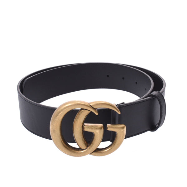 Gucci Gucci GG Marmont尺寸75厘米黑色古董金色金支架39766男士皮带未使用的金佐