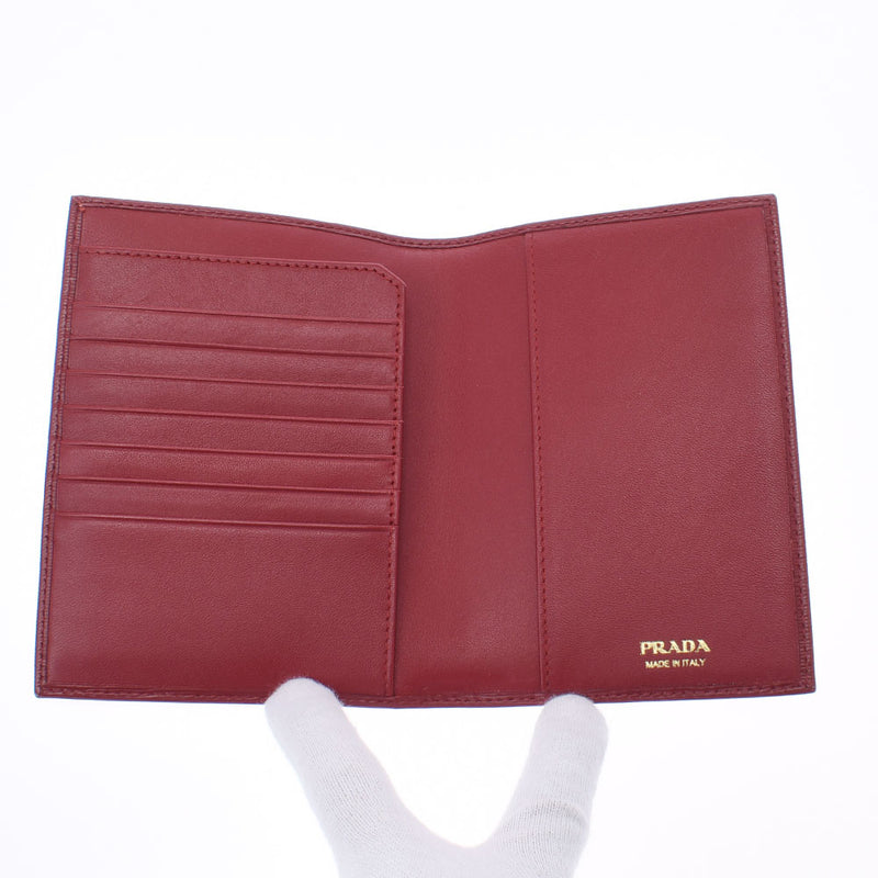 PRADA Prada Passport Cover Outlet Red Tea 1MV412 Unisex Leather Passport Case Unused Ginzo