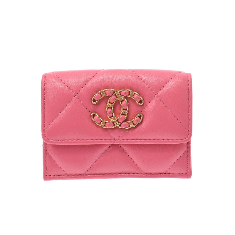 Chanel Small Flap Wallet Chanel 19 14143 Pink Gold Bracket Ladies