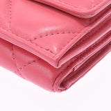 CHANEL Chanel Matrasse Small Flap Wallet Chanel 19 Pink Gold Bracket Ladies Lambskin Three Fold Wallet A Rank Used Ginzo