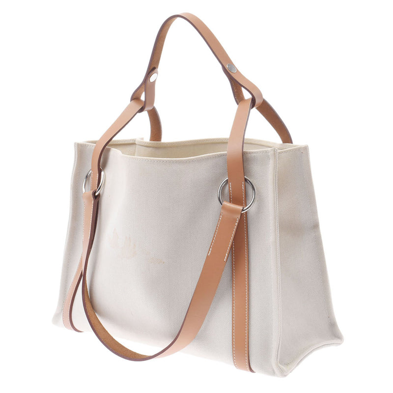 HERMES Hermes Cavalicol 2WAY Ivory type/Light Brown □ P engraved (around 2012) Unisex canvas leather tote bag B rank used Ginzo