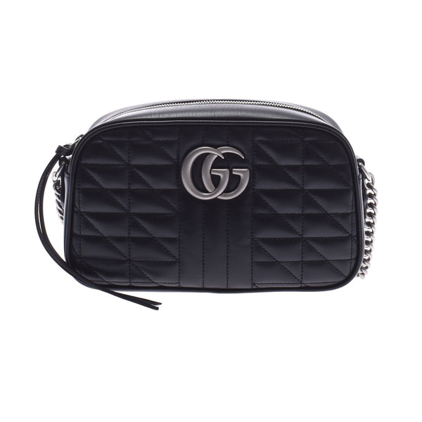 GUCCI Gucci GG Marmont Chain Shoulder Small Black Silver Bracket 447632 Ladies Calf Shoulder Bag Unused Ginzo