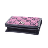 Gucci Gucci GG Malmont多色钱包粉红色466492女士GG帆布皮革Bi -fold Wallet未使用的Ginzo