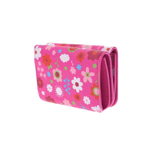 BALENCIAGA Balenciaga Cash Mini Wallet Flower Pink 593813 Unisex Calf Trilateral Wallet New Ginzo