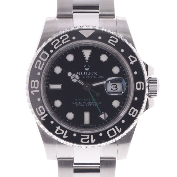ROLEX Rolex GMT Master 2 Black Bezel 116710LN Men's SS Watch Automatic Black Dial A Rank Used Ginzo