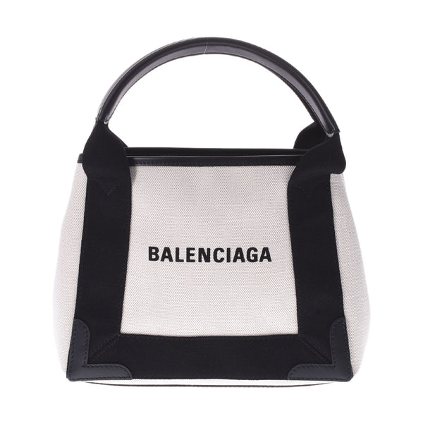 BALENCIAGA Balenciaga Navy Bass XS 2WAY Bag Beige 390346 Unisex canvas/leather handbag new used Ginzo