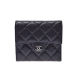 CHANEL Chanel Matrasse Black Ladies Caviar Skin Bi -fold Wallet A Rank used Ginzo