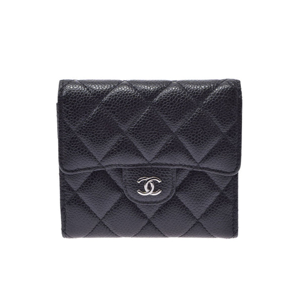 CHANEL Chanel Matrasse Black Ladies Caviar Skin Bi -fold Wallet A Rank used Ginzo