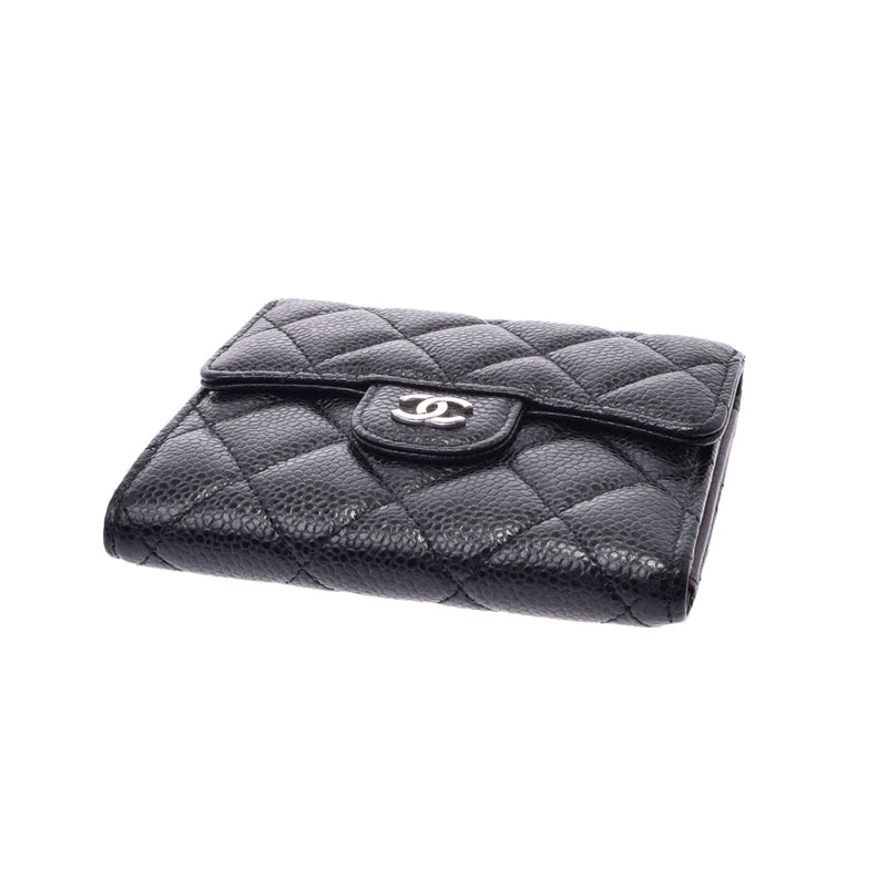 CHANEL Chanel Matrasse Black Ladies Caviar Skin Bi -fold Wallet A Rank used Ginzo