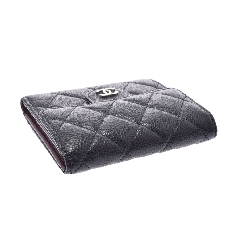 CHANEL Chanel Matrasse Black Ladies Caviar Skin Bi -fold Wallet A Rank used Ginzo