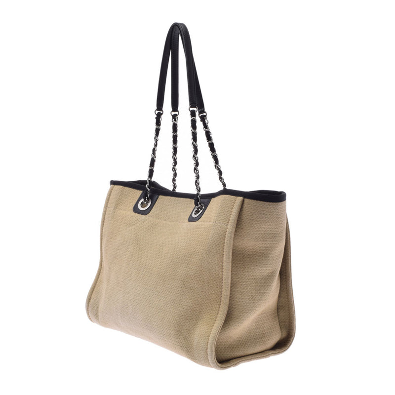 香奈儿香奈儿Dorville MM链Tote Beige Ladies Canvas Tote Bag B等级二手Ginzo