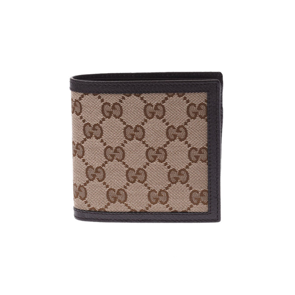 GUCCI Gucci GG GG Compact Wallet Outlet Beige x Brown 150413 Men GG Canvas Leather Bi -fold Wallet Unused Ginzo