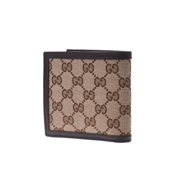 GUCCI Gucci GG GG Compact Wallet Outlet Beige x Brown 150413 Men GG Canvas Leather Bi -fold Wallet Unused Ginzo