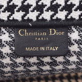 CHRISTIAN DIOR クリスチャンディオール ブックトートバッグ スモール ハウンドトゥース エンブロイダリー 白/黒 レディース キャンバス ハンドバッグ Aランク 中古 銀蔵