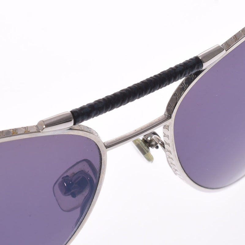LOUIS VUITTON Louis Vuitton Compilation Pilot Silver/Navy Z0659U Unisex Sunglasses AB Rank Used Ginzo