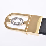 GUCCI Gucci Interlocking G Reversible Black/Tea Gold Bracket 547734 Men's Leather Belt AB Rank Used Ginzo
