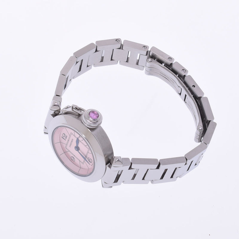 卡地亚地亚地铁卡地亚小姐Pasha女士SS手表Quartz Pink Dial A等级使用Ginzo