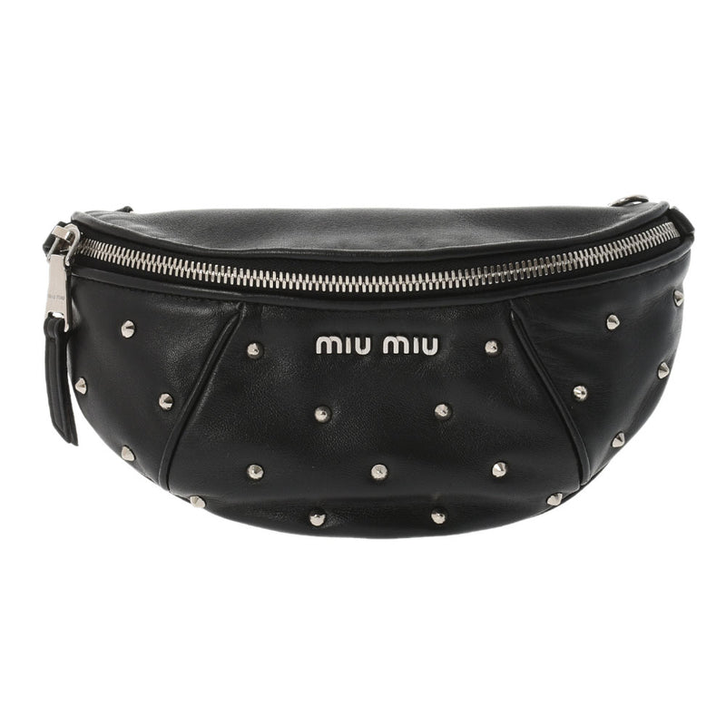 Miu Miu Sudads Black Silver Bracket Ladies Ram Skin Body Bag 