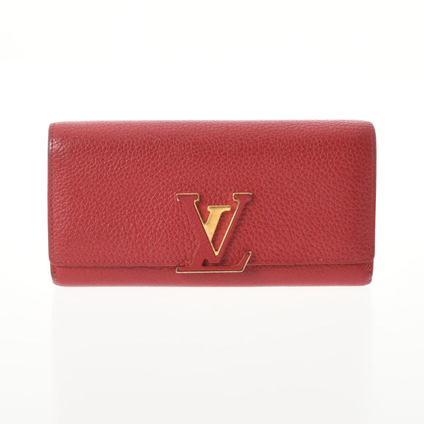 LOUIS VUITTON Louis Vuitton Portofoille Capsine Scarlet M63738 Ladies Torillon Leather Long Wallet B Rank Used Ginzo