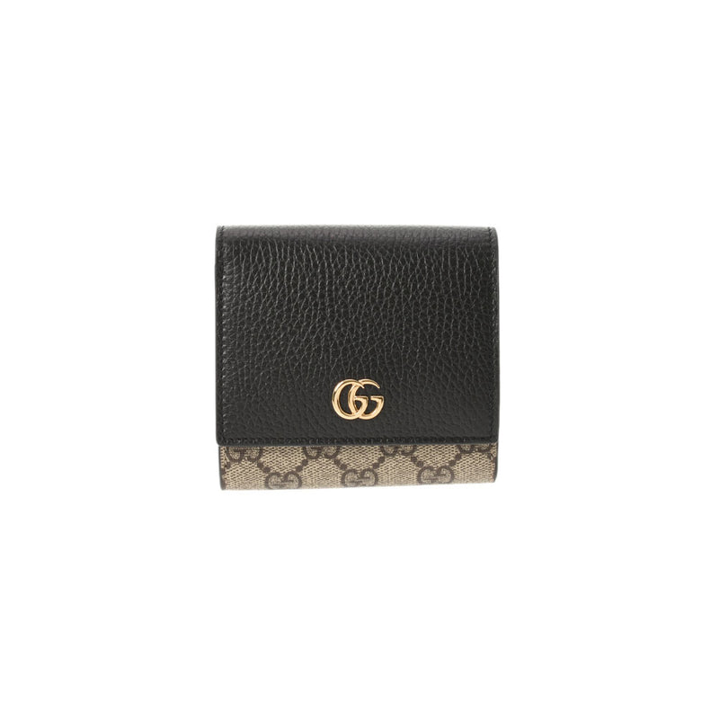 GUCCI Gucci GG Marmont Medium Wallet Black 598587 Unisex GG Sprem Canvas Leather Bi -fold Wallet Unused Ginzo