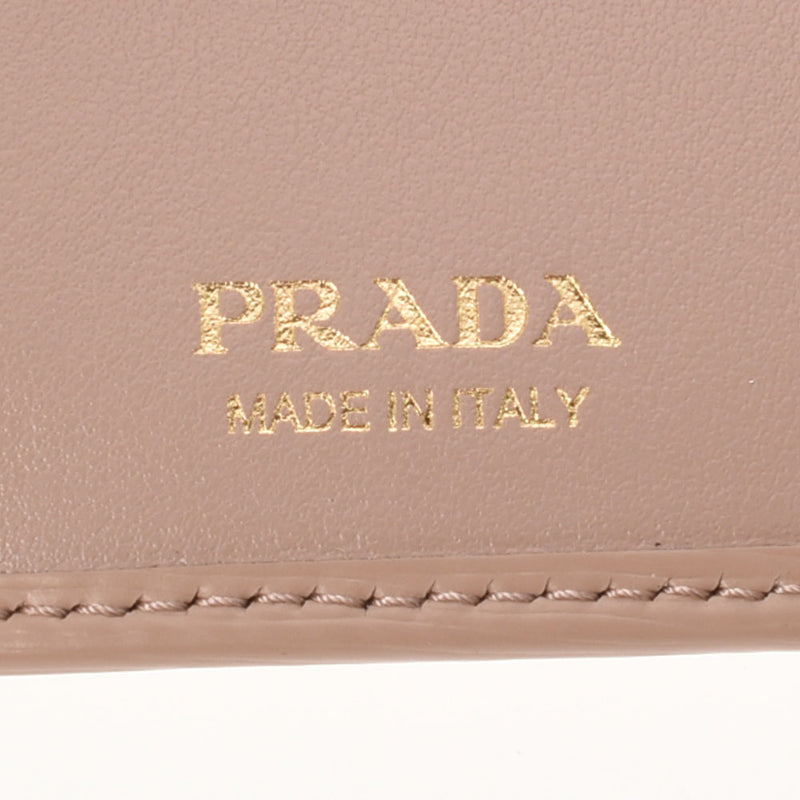 prada prada 6-钥匙盒米色1pg222男女蛋白皮革钥匙盒未使用的金佐