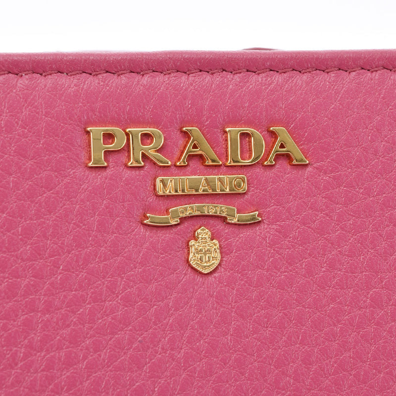 PRADA Prada Pink Gold Bracket 1ml018 Ladies Calf Bi -fold Wallet Unused Ginzo