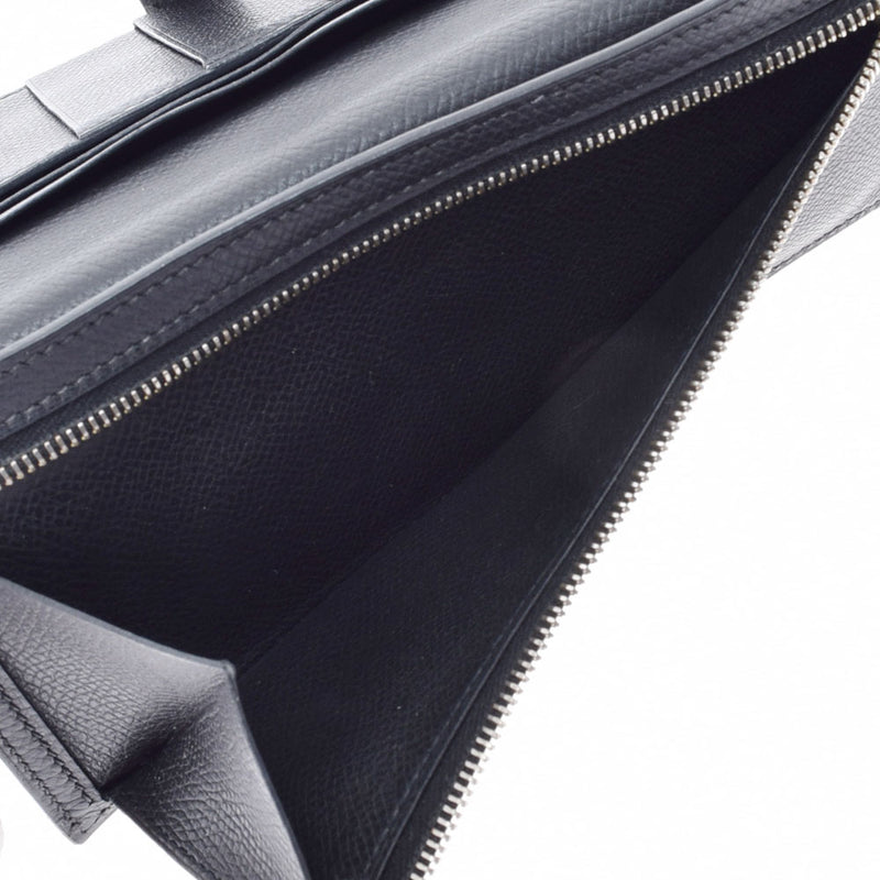 HERMES Hermes Bears Freque Black Gold Bracket □ J engraved (around 2006) Unisex Epson Long Wallet C Rank Used Ginzo