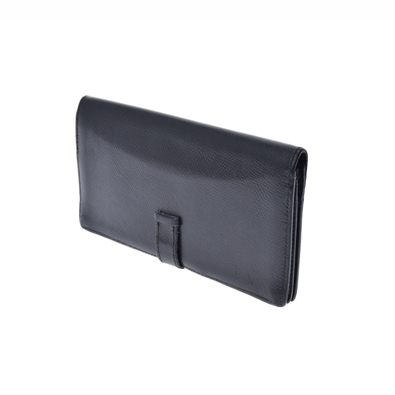 HERMES Hermes Bears Freque Black Gold Bracket □ J engraved (around 2006) Unisex Epson Long Wallet C Rank Used Ginzo