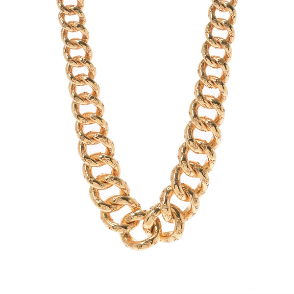 LOUIS VUITTON Louis Vuitton Corie 2D Circle Chain Logo/Monogram Gold Bracket M00398 Unisex Necklace AB Rank Used Ginzo