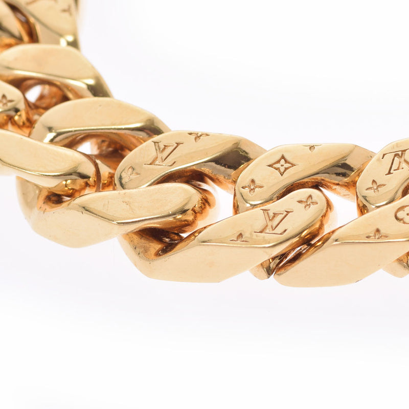 LOUIS VUITTON Louis Vuitton Brass Chain Links Logo/Monogram Gold Bracket M00305 Men's Bracelet AB Rank Used Ginzo