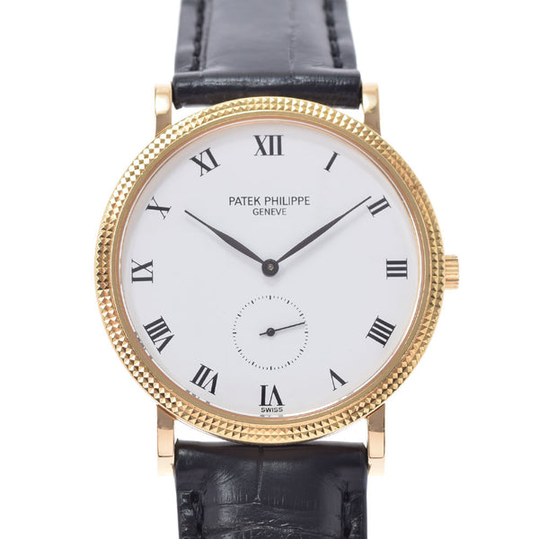 Patek Philippe Patek Philippe Calatraba Small Second 3919J Boys YG/Leather Watch Hand -wound White Dial A Rank used Ginzo