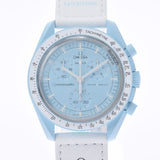 Swatch Swatch Omega Omega Moon Watch SO33L100男士生物陶瓷/贴贴片Quartz pale pale Blue Dial New Ginzo