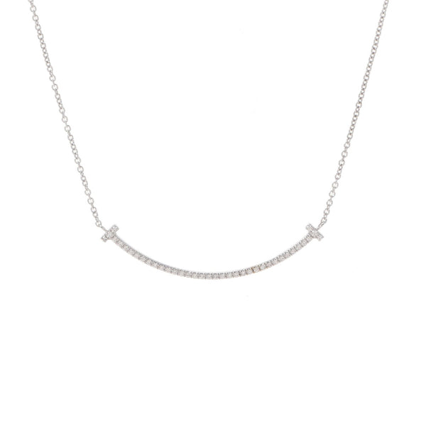 TIFFANY & CO. Tiffany T Smile Smile Small Ladies K18WG/Diamond Necklace A Rank used Ginzo