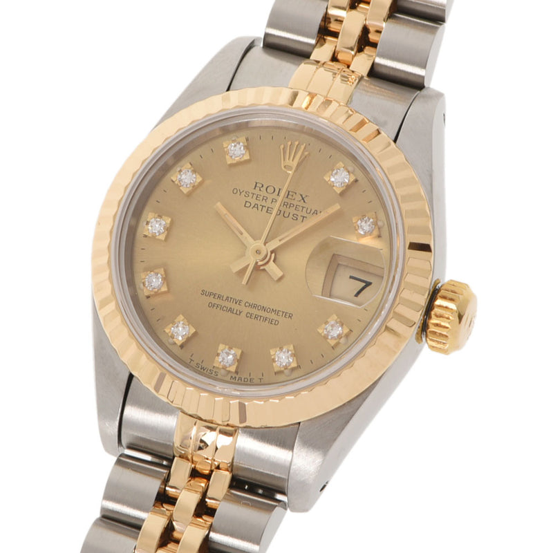 ROLEX Rolex Datejust 10P Diamond 69173G Ladies YG/SS Watch Automatic Champagne Dial A Rank used Ginzo